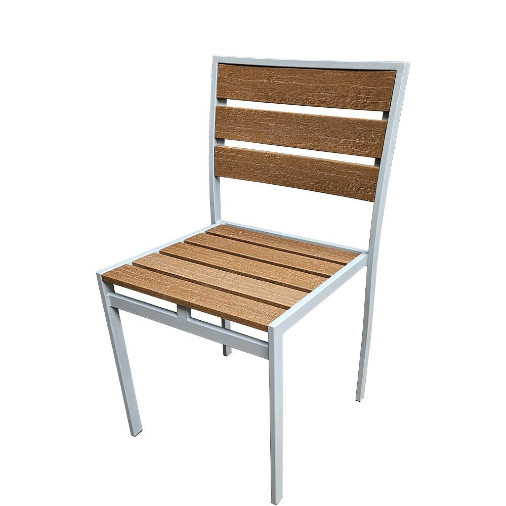 Outdoor Synthetic Teak Chair with Brown Slats