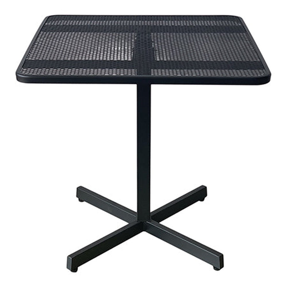 Outdoor Black Metal 30" x 30" Folding Table with Cross Base