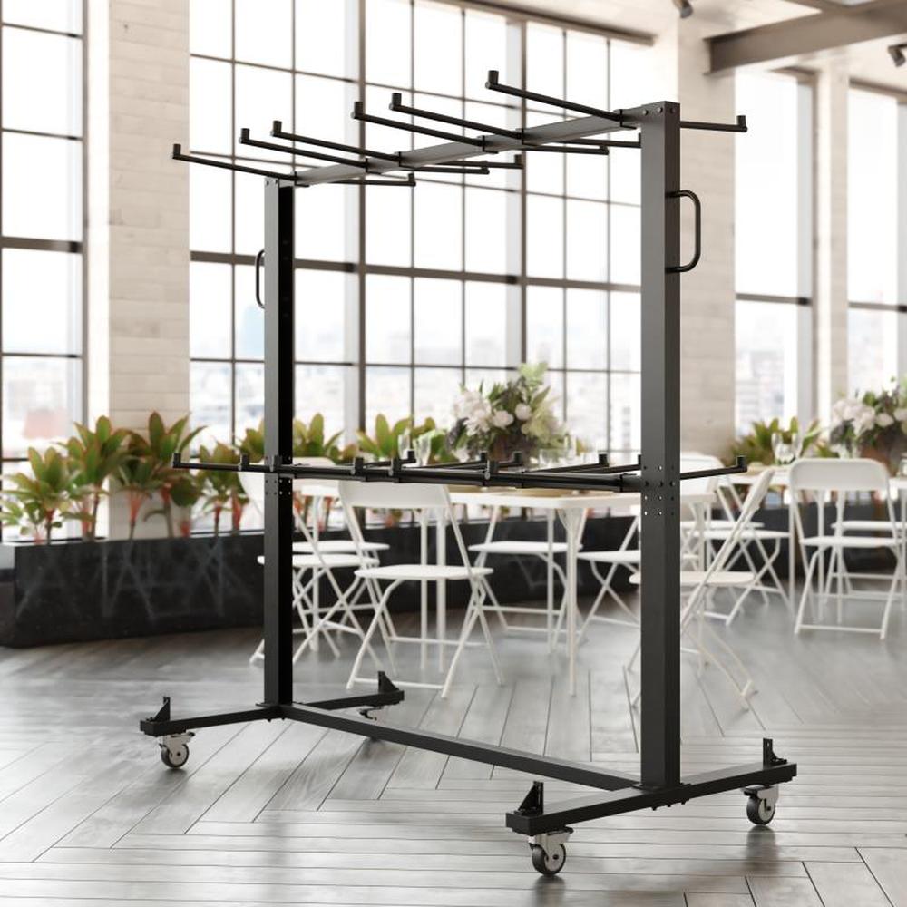 Hawkins Heavy Duty Folding Table and Chairs Mobile Cart-Locking Wheels