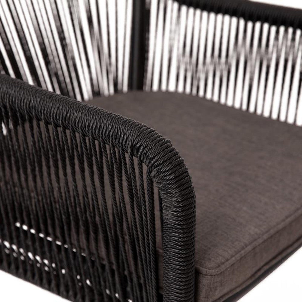 Kallie Set of 2 All-Weather Black Woven Stacking Club Chairs