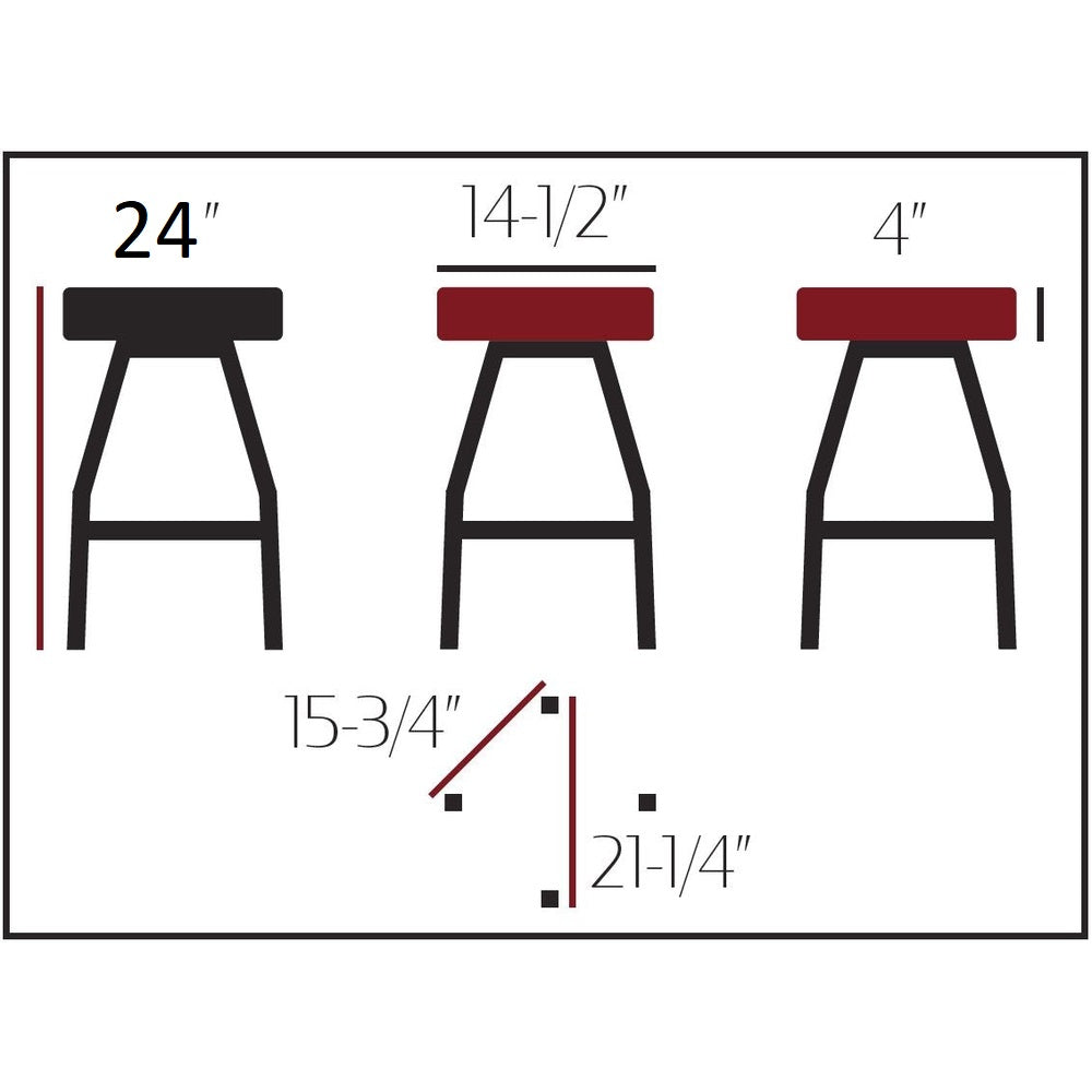 Standard Button Top Counter Height Stool with Black Swivel Frame