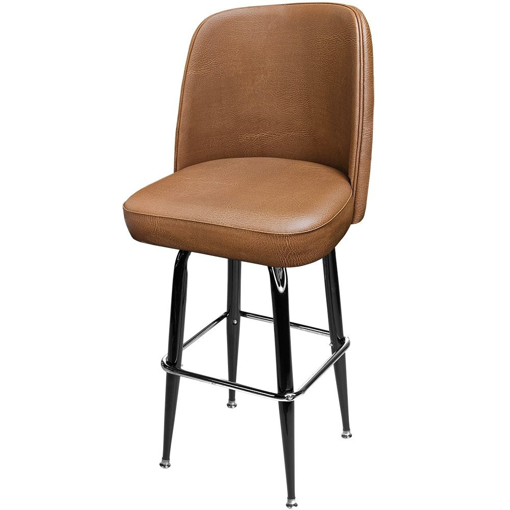 Standard Bucket Barstool with Gloss Black Square Swivel Frame