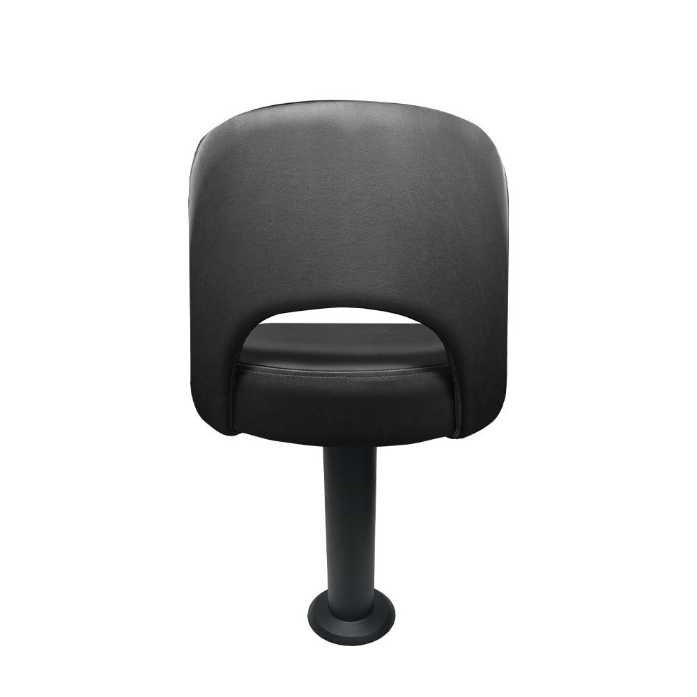 Bucket Seat Bolt Down Pedestal Dining Height Stool with Cutout Back