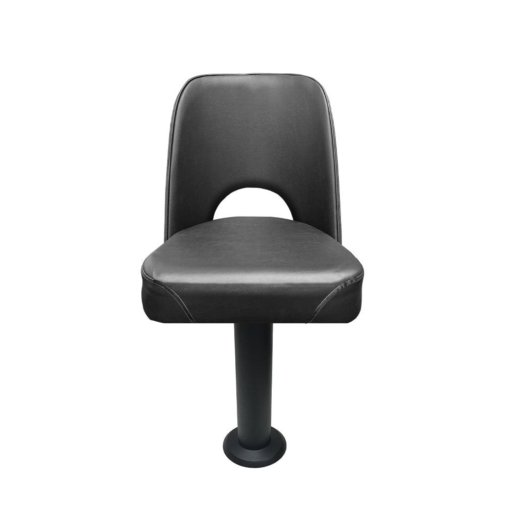 Bucket Seat Bolt Down Pedestal Dining Height Stool with Cutout Back