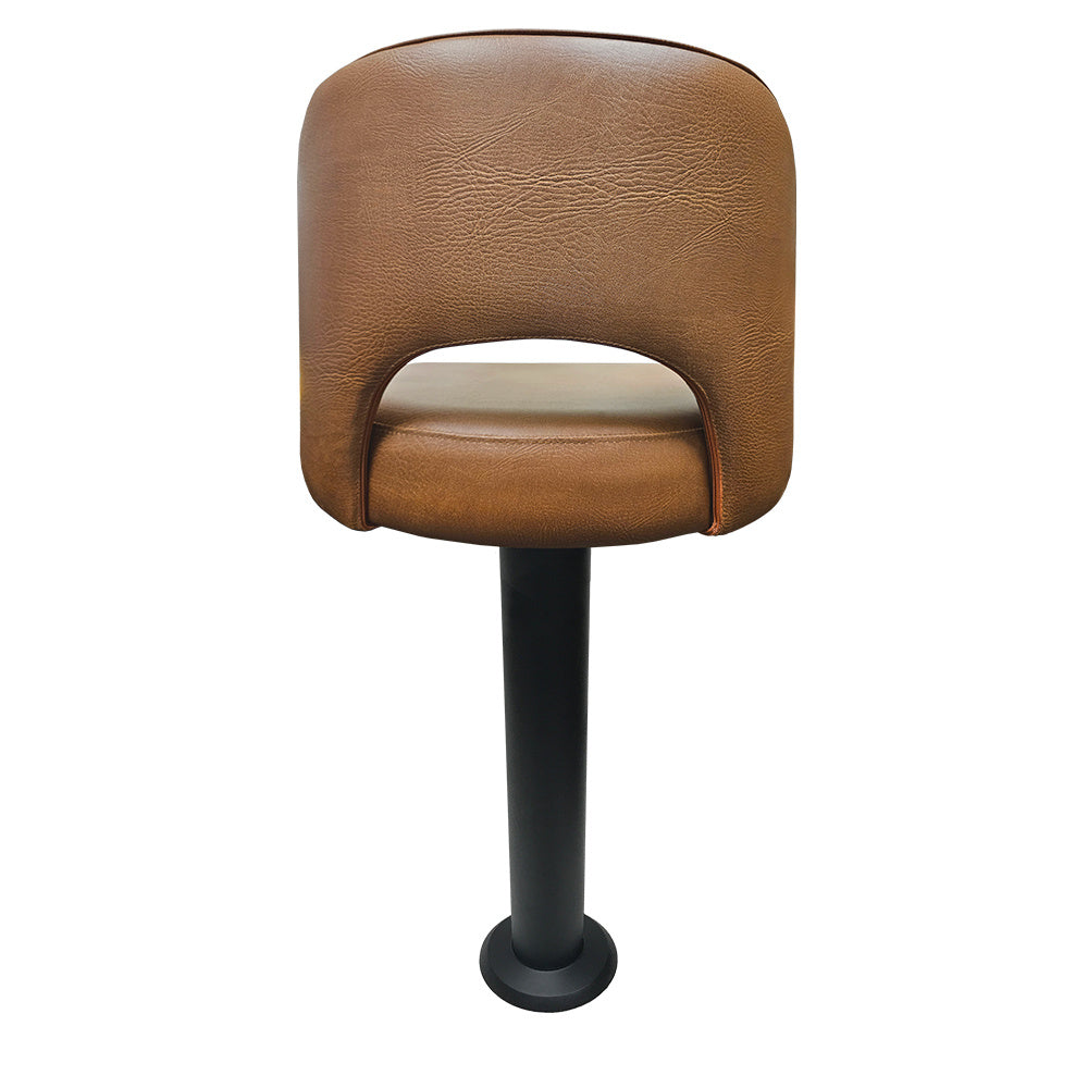 Bucket Seat Bolt Down Pedestal Bar Stool with Cutout Back