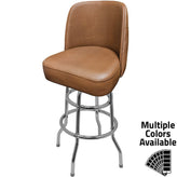 Tufted Back Bucket Barstool with Double Rung Chrome Swivel Frame