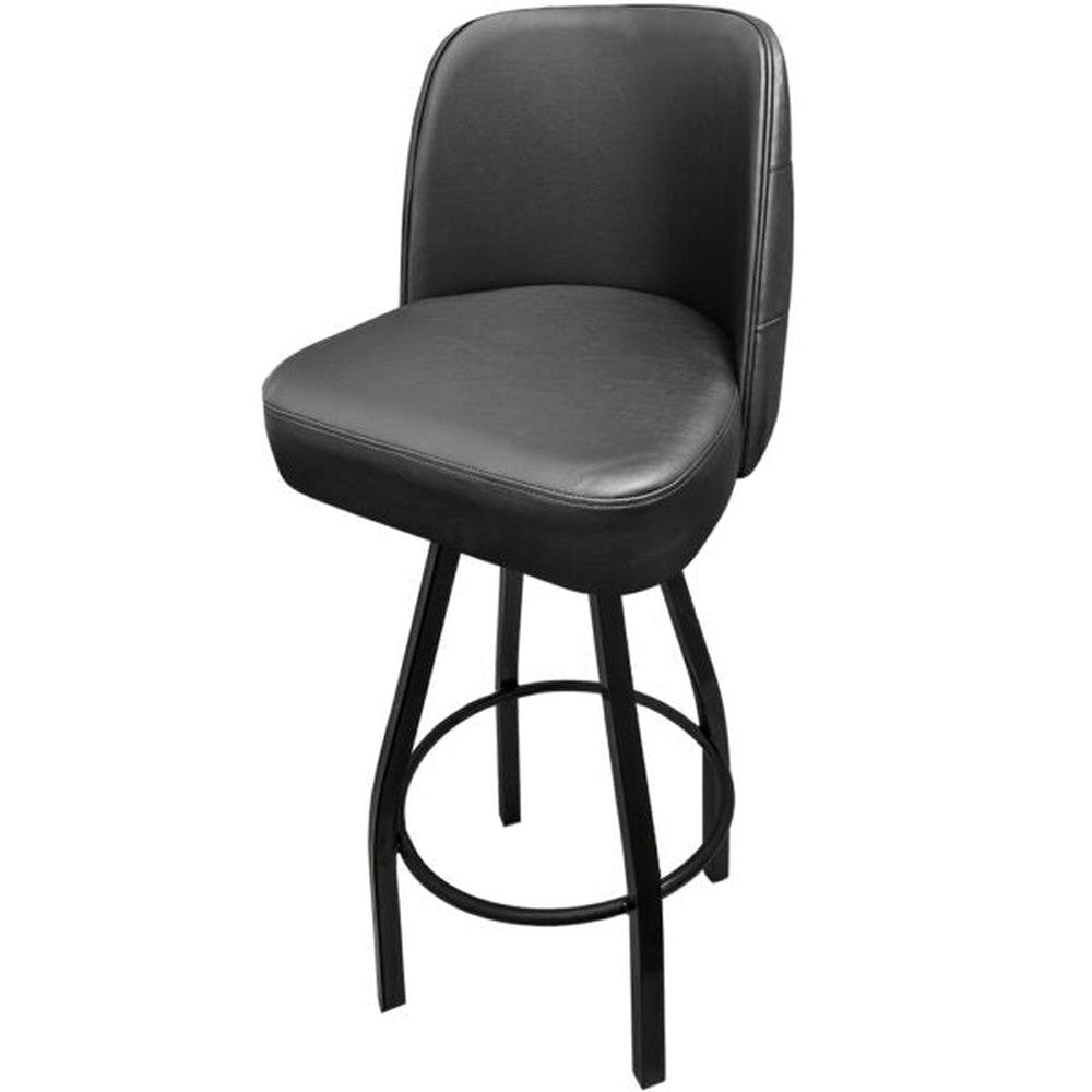 Tufted Back Bucket Barstool with Black Swivel Frame