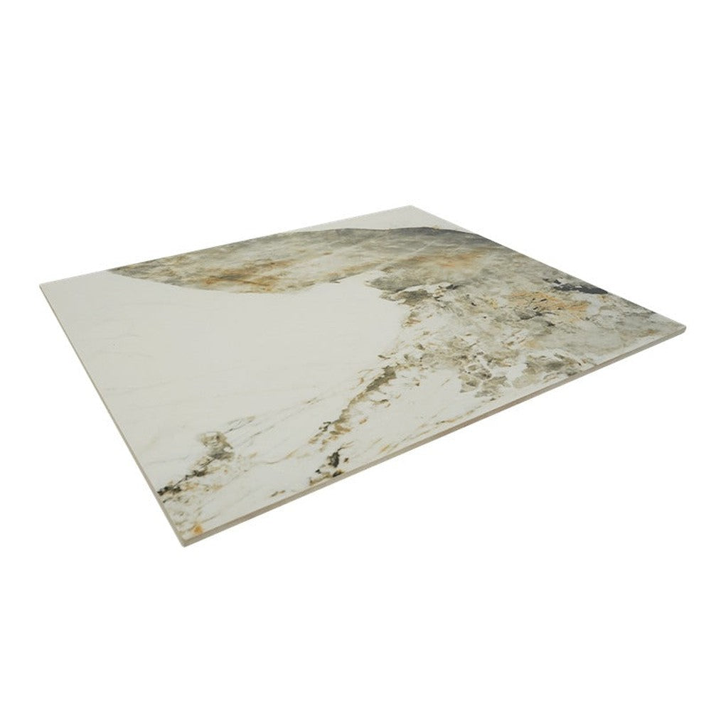 7/8" Marble White Smear Style Sintered Stone Outdoor Table Tops