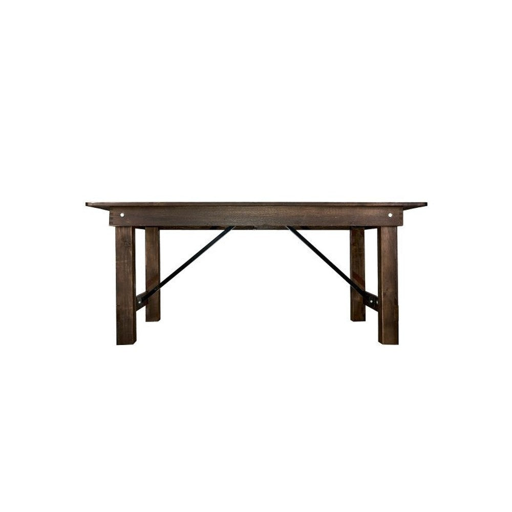 Rustic Solid Pine Folding Straight Leg Farm Table