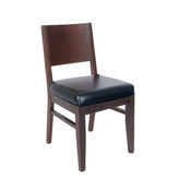 Beechwood Modern Solid Back Chair Black Vinyl Seat in Walnut Finish