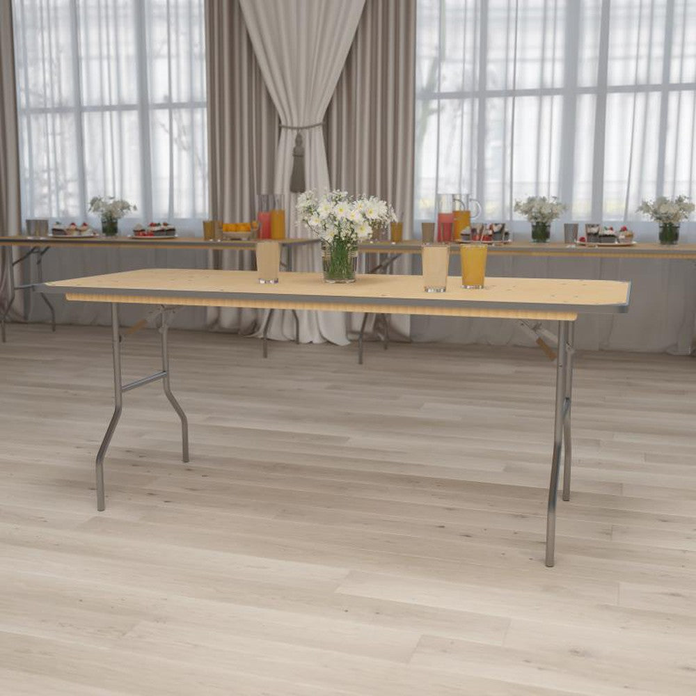 Rectangular Birchwood Folding Banquet Table