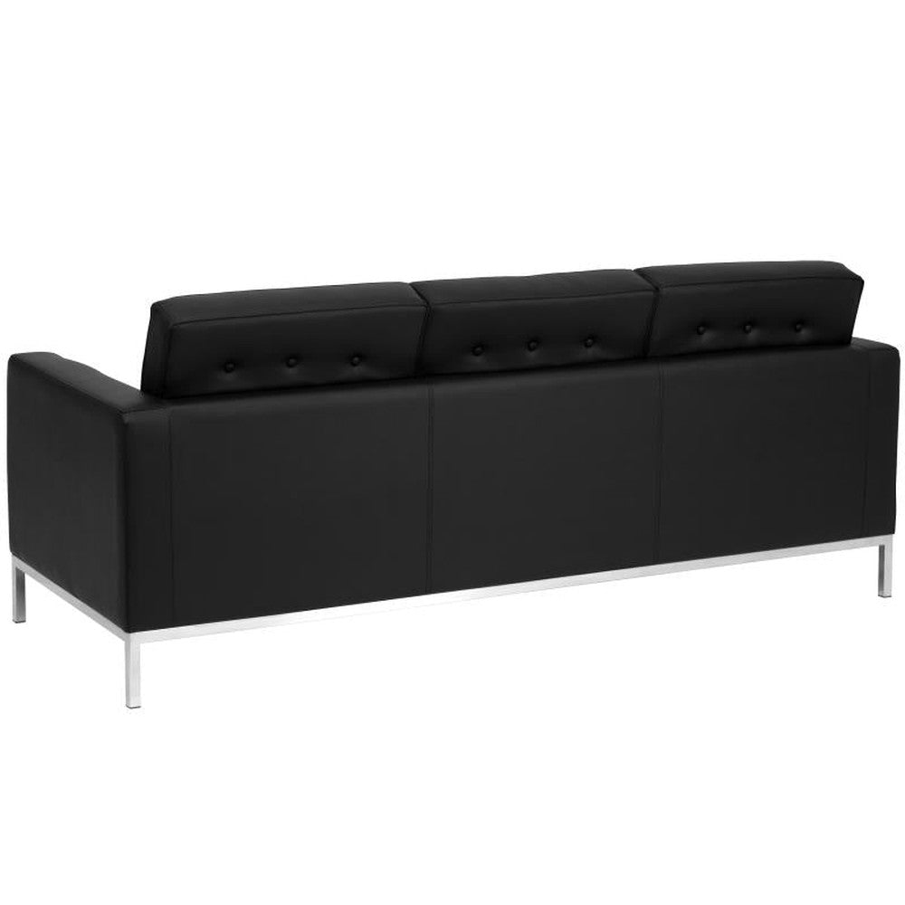 HERCULES Lacey Series Contemporary Black LeatherSoft Sofa with Stainless Steel Frame