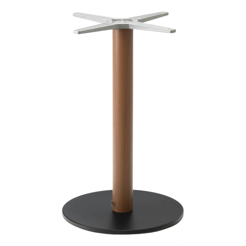 Aluminum Outdoor Round Table Bases with Faux Wood Column