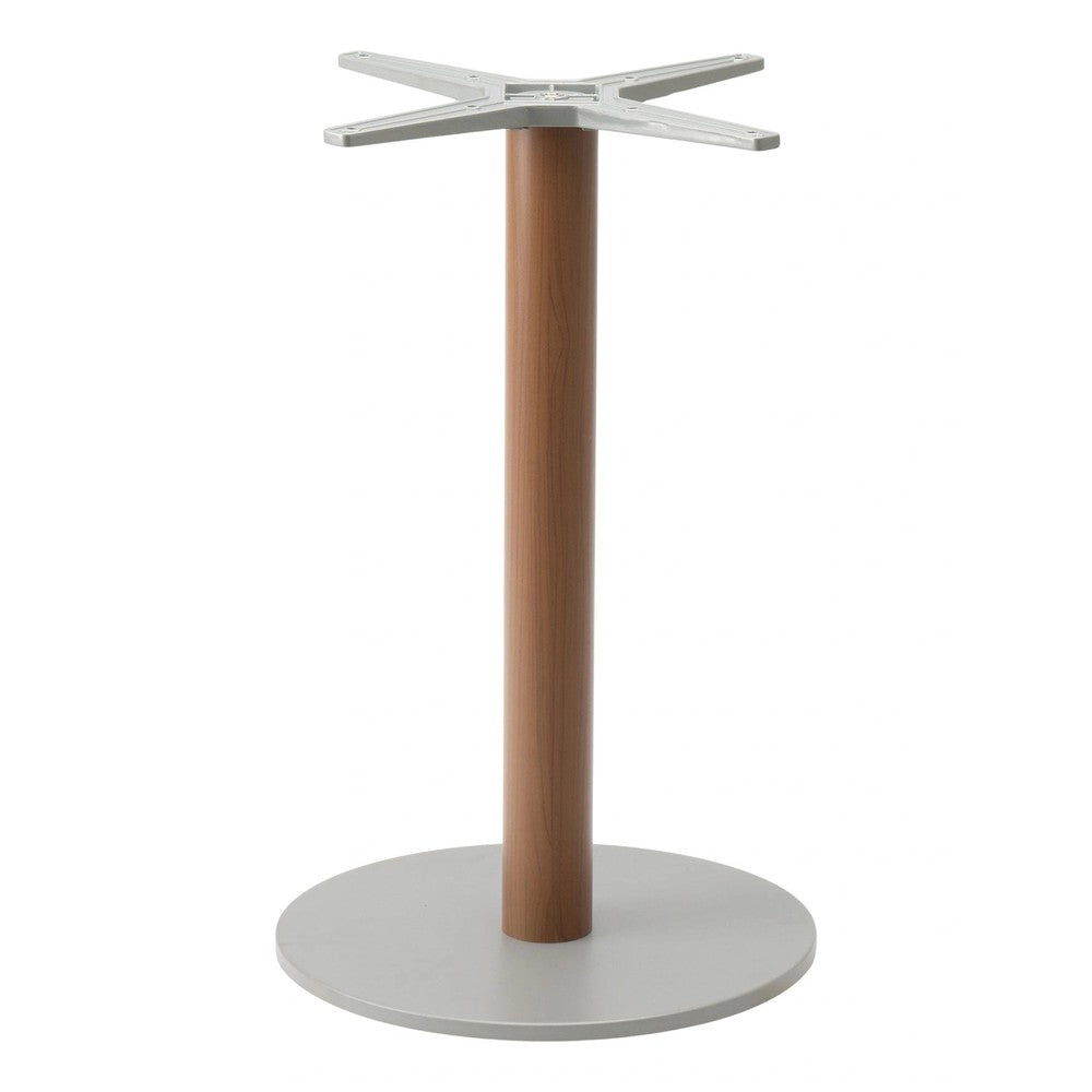 Aluminum Outdoor Round Table Bases with Faux Wood Column