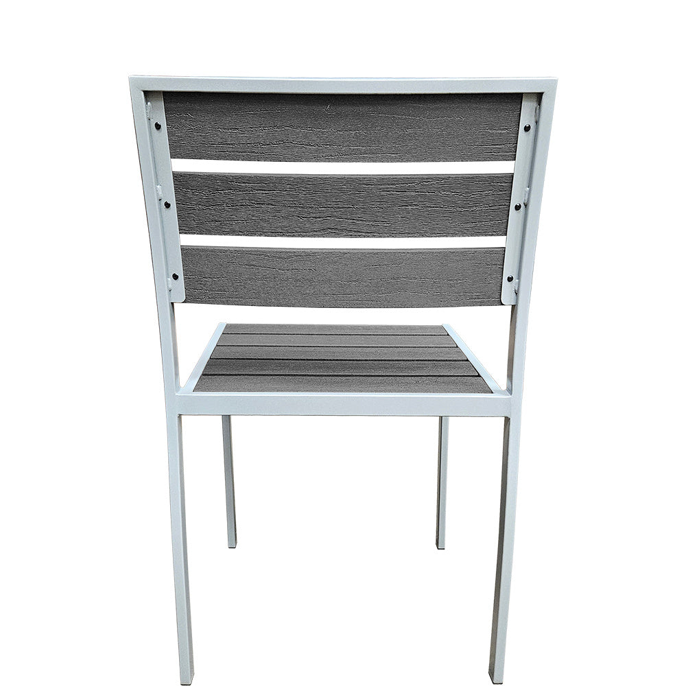 Outdoor Synthetic Teak Chair with Gray Slats