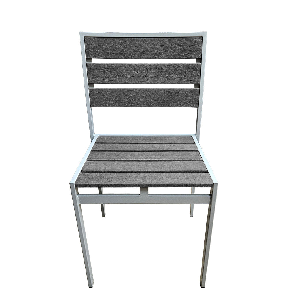 Outdoor Synthetic Teak Chair with Gray Slats