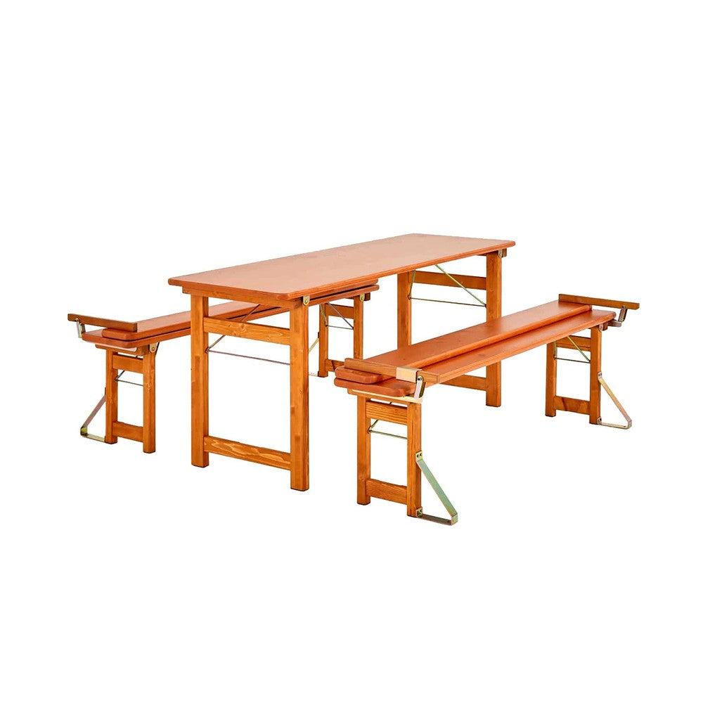 Rustica Table Set with Relaxed Benches