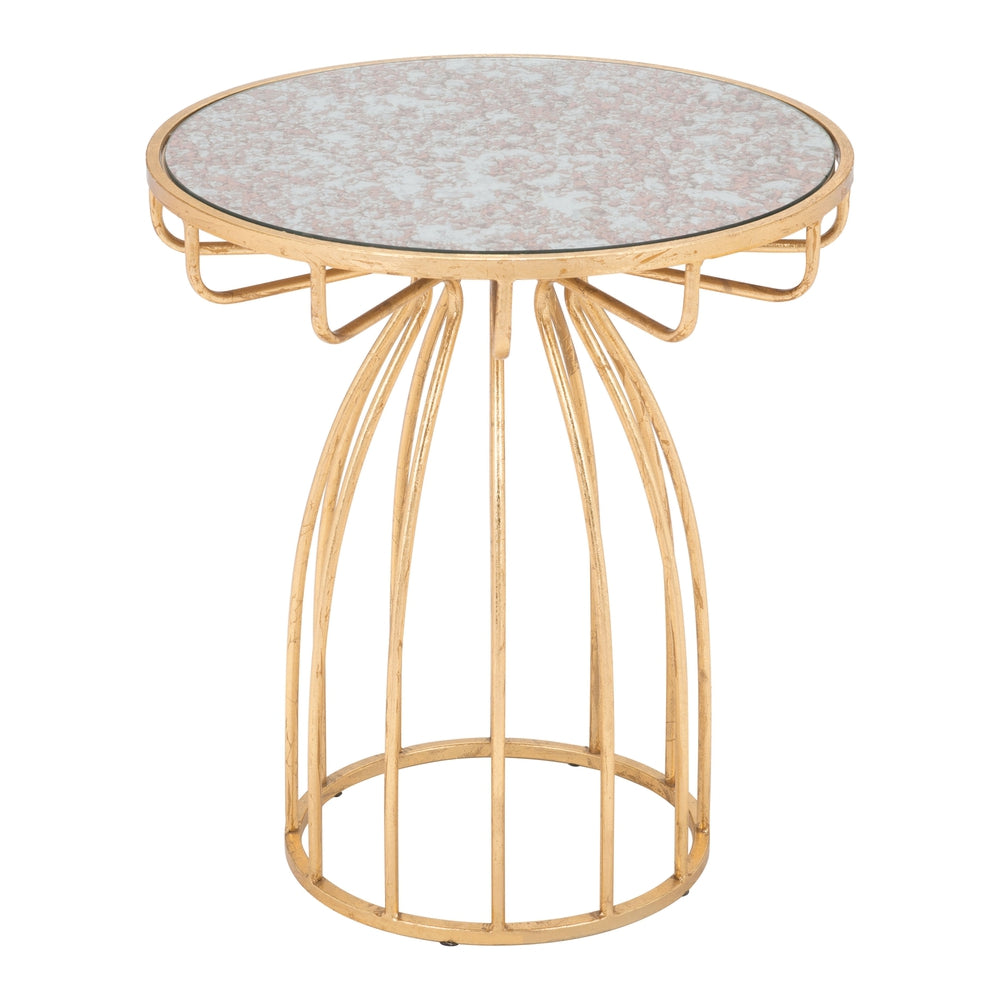 silo side table mirror gold