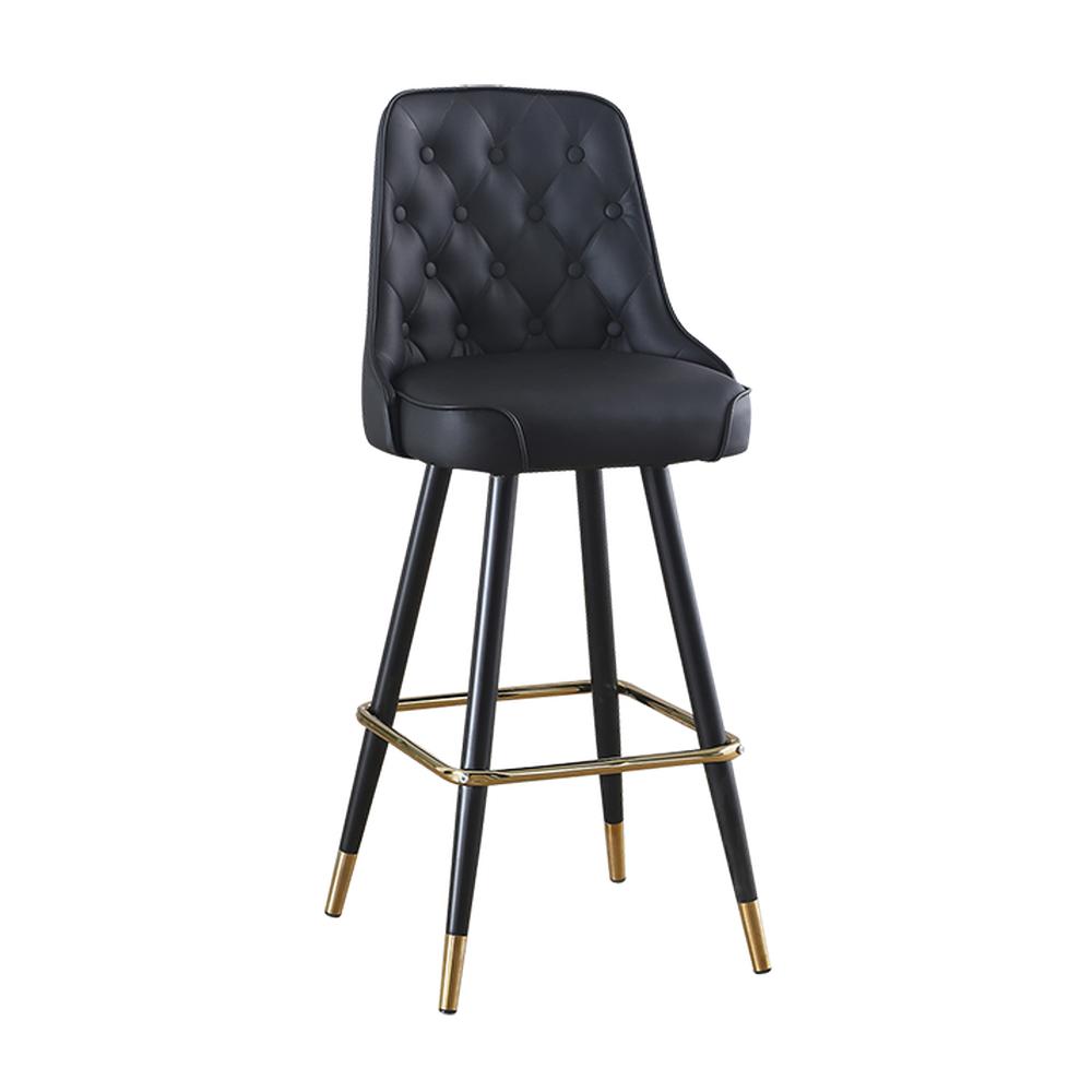 Button Tufted Metal Bar Stool with Black Vinyl Seat – Restaurant ...