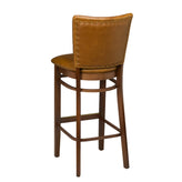 wood bar stool with upholstered seat and back