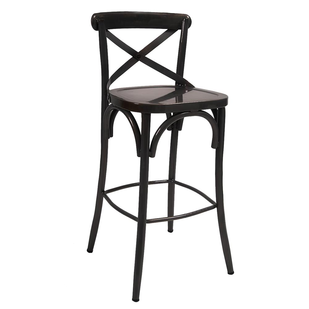 Black Cross Back Metal Bar Stool