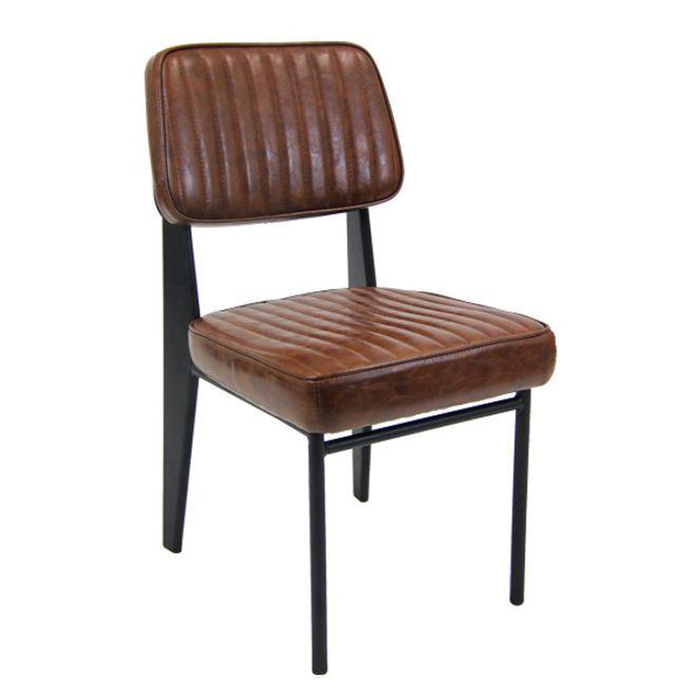 Metal Side Chair with Brown Vinyl Upholstery | Chairs – Restaurant ...