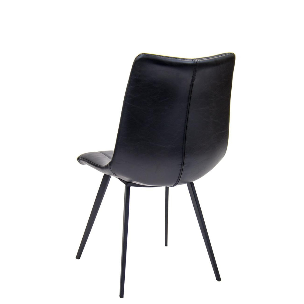 Indoor Black Metal Chair With Vertical Vinyl Seat And Back