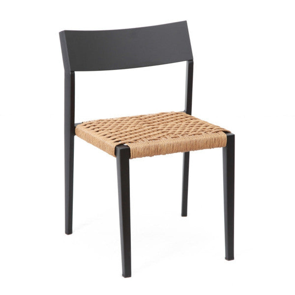 Outdoor Stackable Woven Synthetic Rope Seat Side Chair