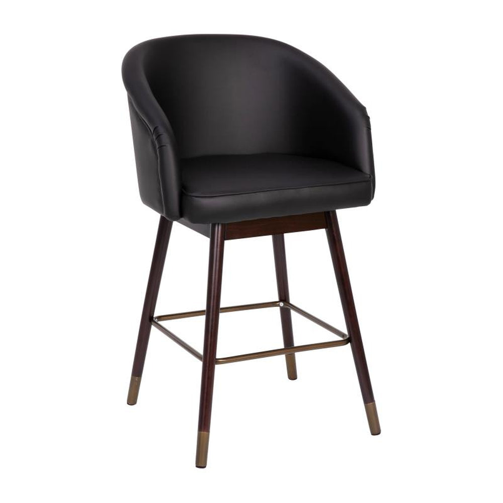 Margo 26" Commercial Grade Mid-Back Modern Counter stool with Walnut Finish