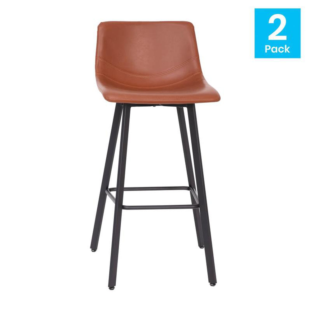 Caleb Modern Armless Bar Height Commercial Grade Barstool - Pack of 2