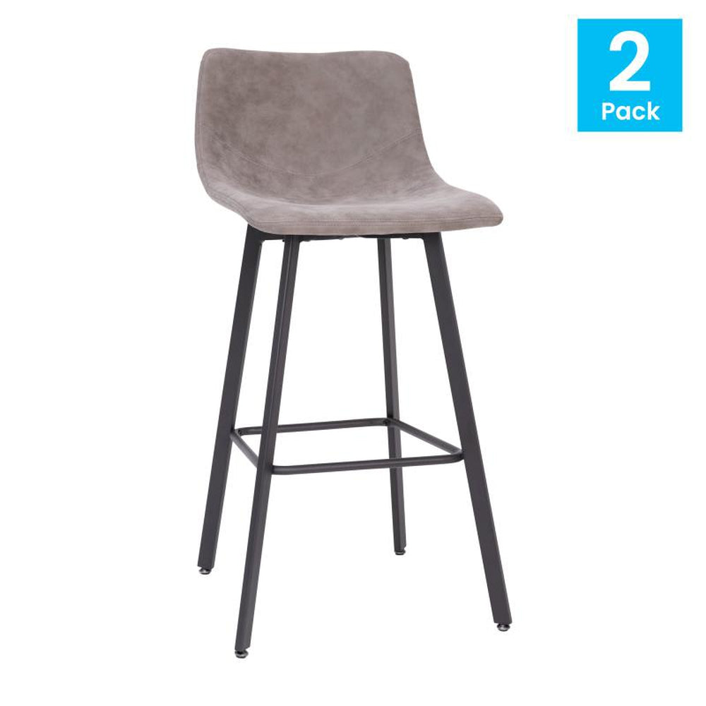 Caleb Modern Armless Bar Height Commercial Grade Barstool - Pack of 2