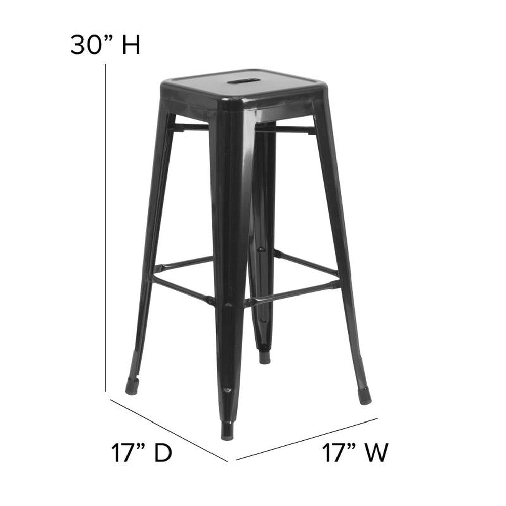 Kai 30" High Backless Black Metal Indoor-Outdoor Barstool