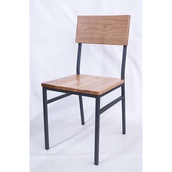 Natural Oak Industrial Style Chair with Black Metal Frame | Chairs ...