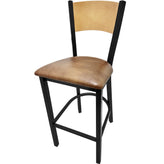 plain wood back barstool with black frame