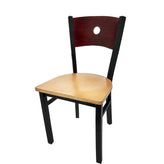 bullseye wood back chair with black frame