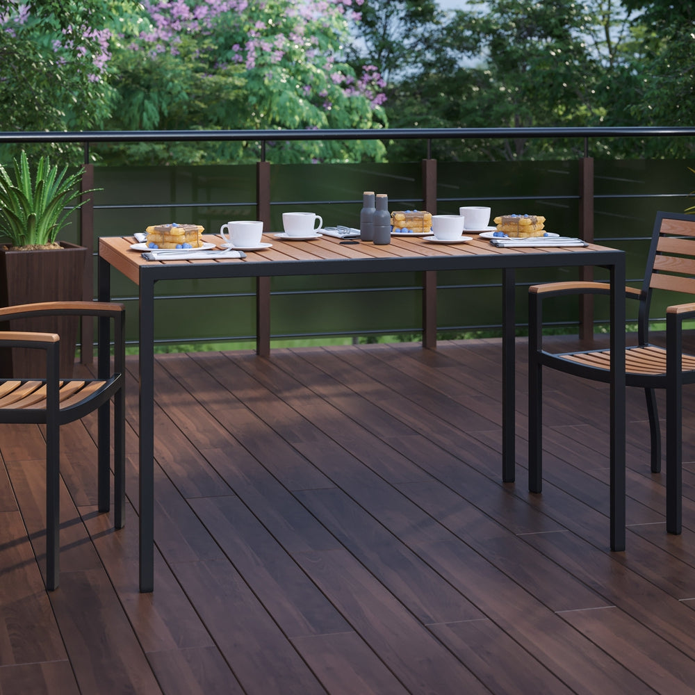 outdoor dining table with synthetic teak poly slats 30 x 48