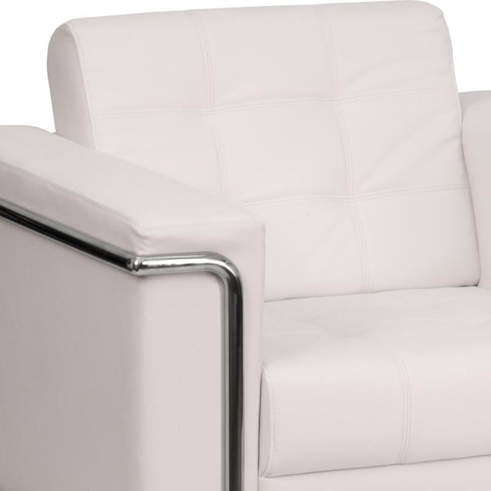 HERCULES Lesley Series Contemporary Melrose White LeatherSoft Chair with Encasing Frame