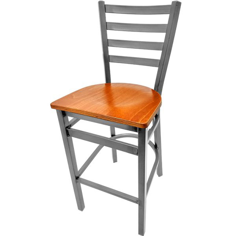 Clear Coat Ladderback Bar Stool with Plain Welds