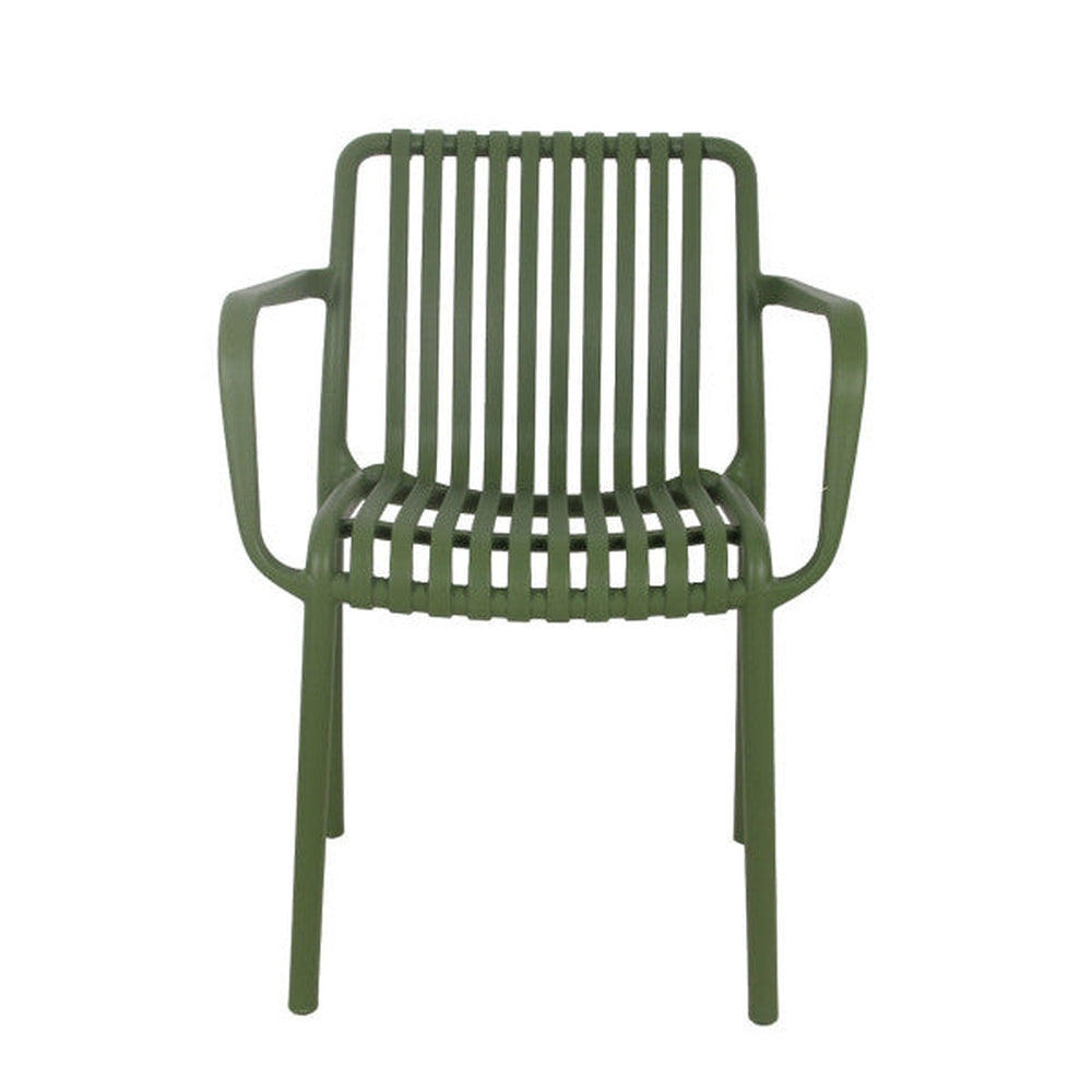 Resin Slatted Outdoor Stacking Arm Chairs