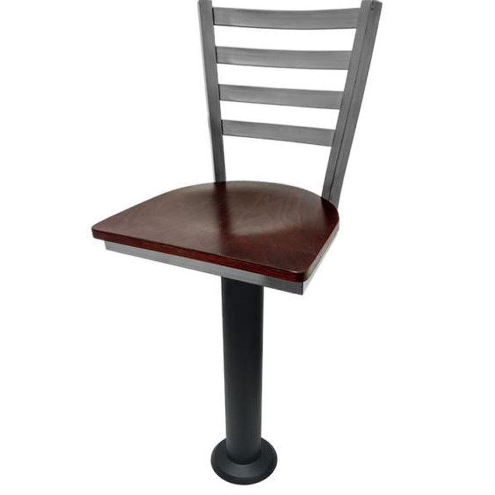 Ladder Back Clear Coat Bolt Down Pedestal Bar Stools