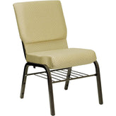 hercules series 18 5 inch width church chair in fabric with book rack gold vein frame