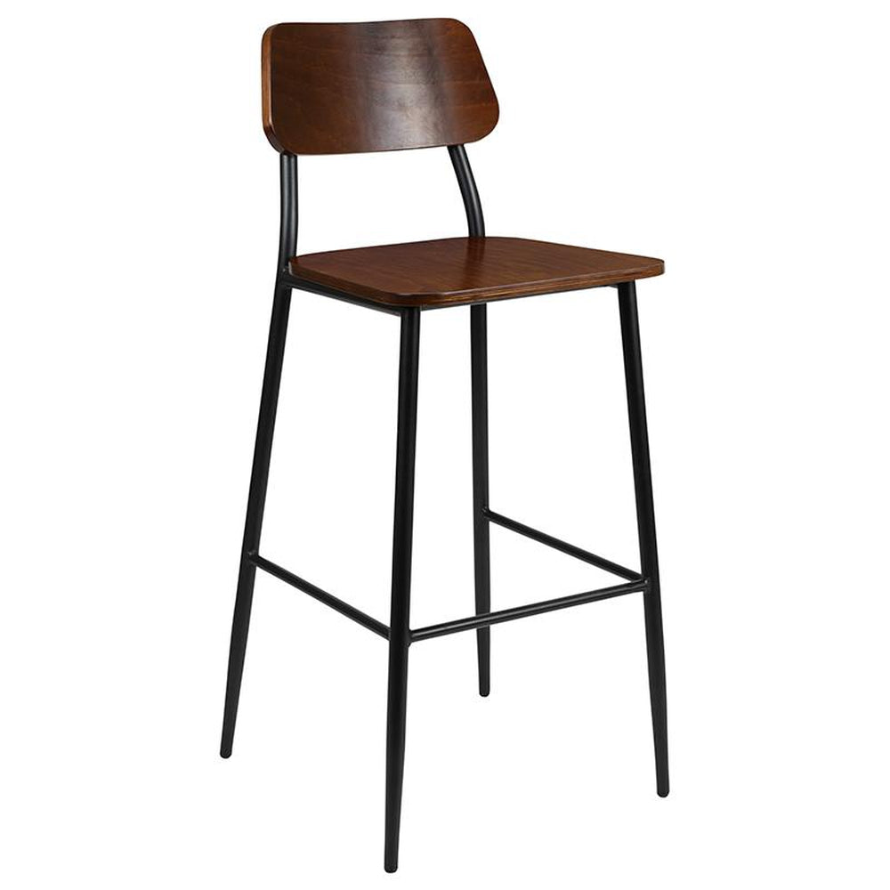 Industrial Barstool with Gunmetal Steel Frame and Rustic Wood Seat ...